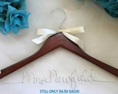 Cherry Wood Personalized Hanger SALE 4.50 Wood Wedding Dress Hanger Any Name, Wedding Date, Mrs. Your Name, Bride, I Do