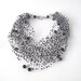 Airy crochet Necklace with seed beads, black agate beads / black modern jewelry