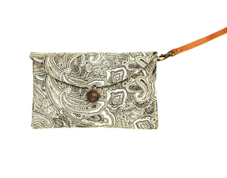 wristlet paisley pattern market bag purse clutch