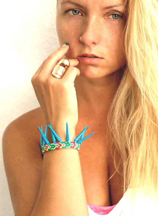 Sky Blue Spikes Friendship Bracelet.