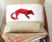 Slinky Fox Cushion. Linen.