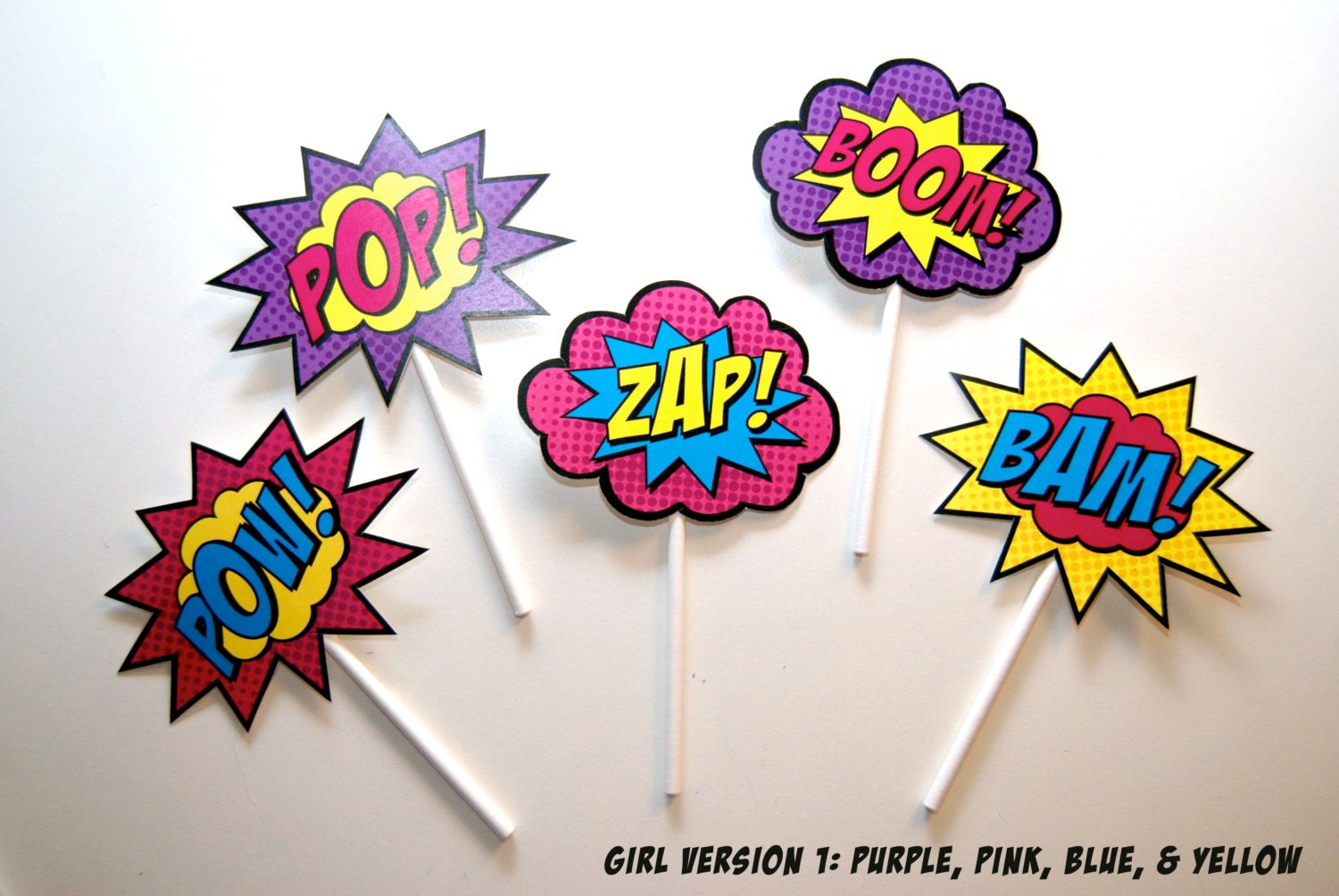 15 Superhero Boom, Bam, Zap, Pow, and Pop Toppers