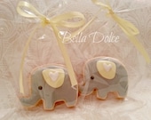 Sweetly Sleeping Grey and Yellow Elephant Cookies - 1 Dozen (12) Baby Shower Favor - Birthday Gift