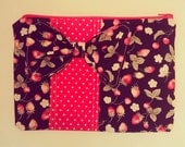 Rockabilly Cherry and Polka dot Zippered Cosmetic Bag / Pouch