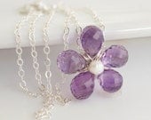Amethyst Necklace, Purple Necklace, Bridal Necklace