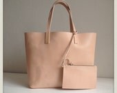 Brown Leather Tote, Large leather bag, Purse, Shopping bag