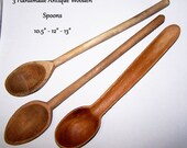 FREE S&H Antique Handmade Wooden Spoons 3pc Kitchen Baking Culinary Vintage Prairie Cottage Country Lodge