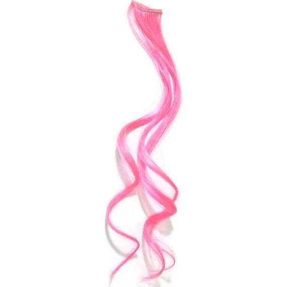 Pastel Pink Human Hair Extensions. 22" long, 1" wide. TWO PIECES
