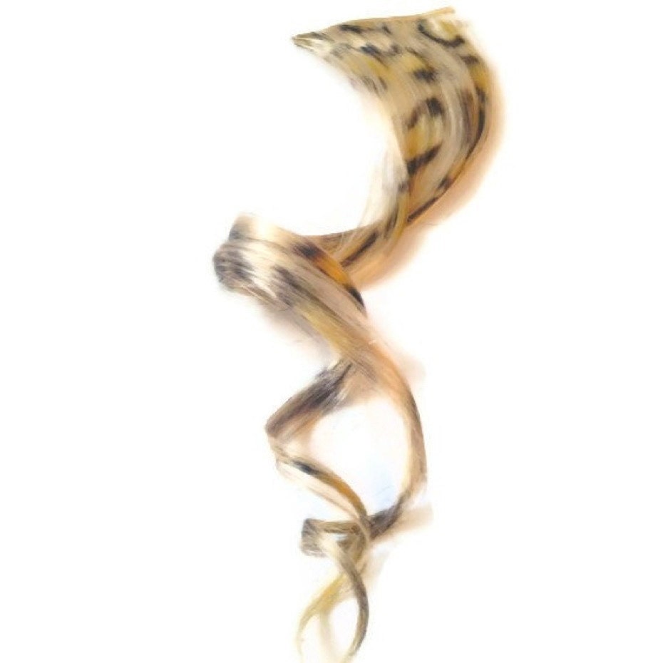 Leopard print Human Hair Extensions. 18" long, 3" Wide. ONE PIECE