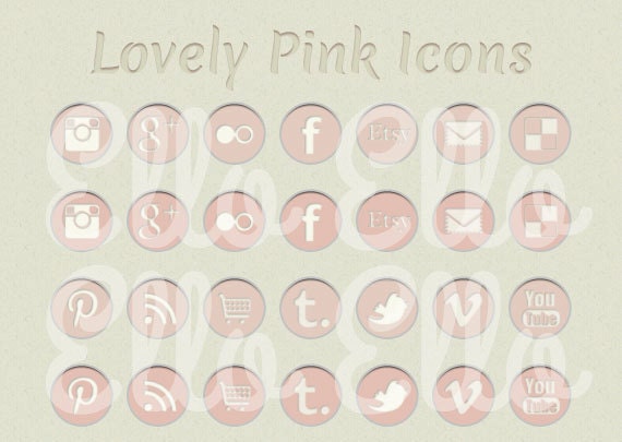 Social Media Icon Set - Instant Download - Pink // Textured Icons for Facebook, Twitter, Pinterest, Etsy
