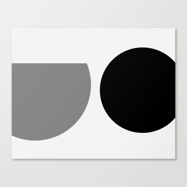 gorgeous geometric minimal abstract circle print - dark grey - original stretched canvas art - 16" X 13"