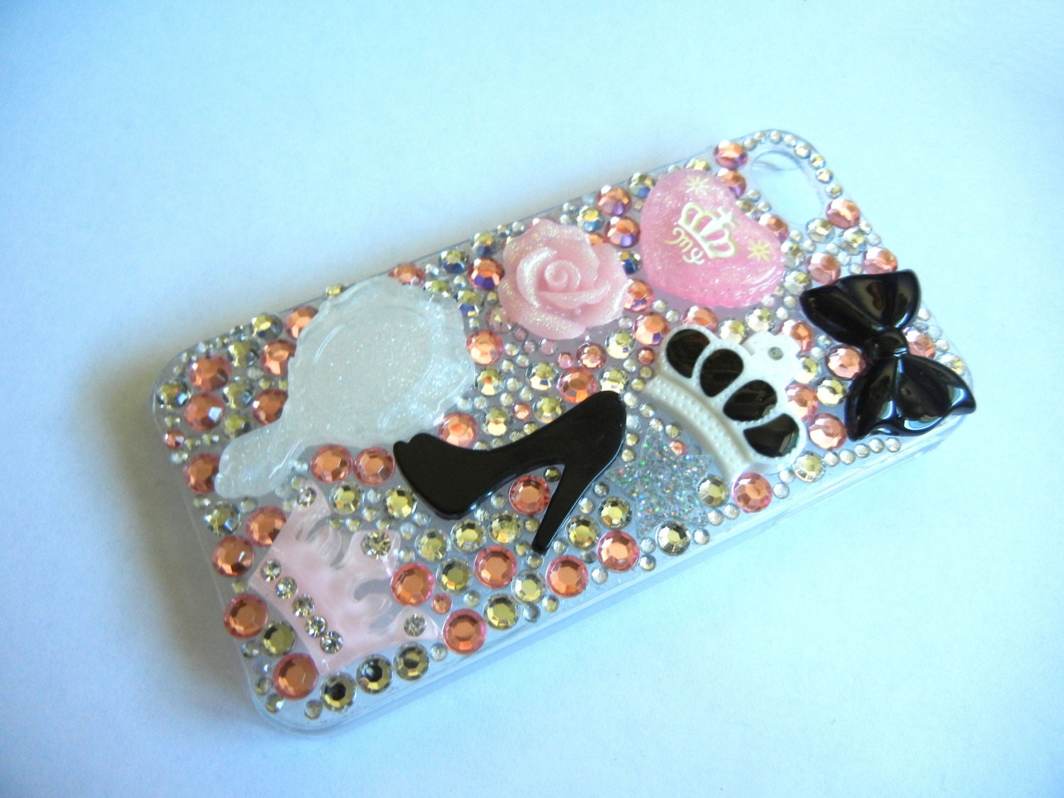 Iphone 4 Bling Decoden Case Black Bow