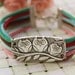 OWL bracelet,retro silver super cute owl bracelet,colorful rope chain bracelet---B207