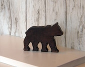Rustic Wood Small Bear - Brown Wooden Cabin Bear