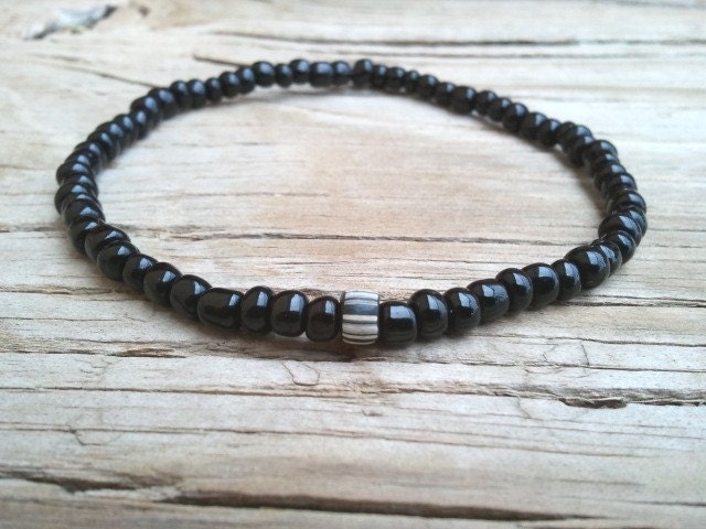 Black and white striped bracelet