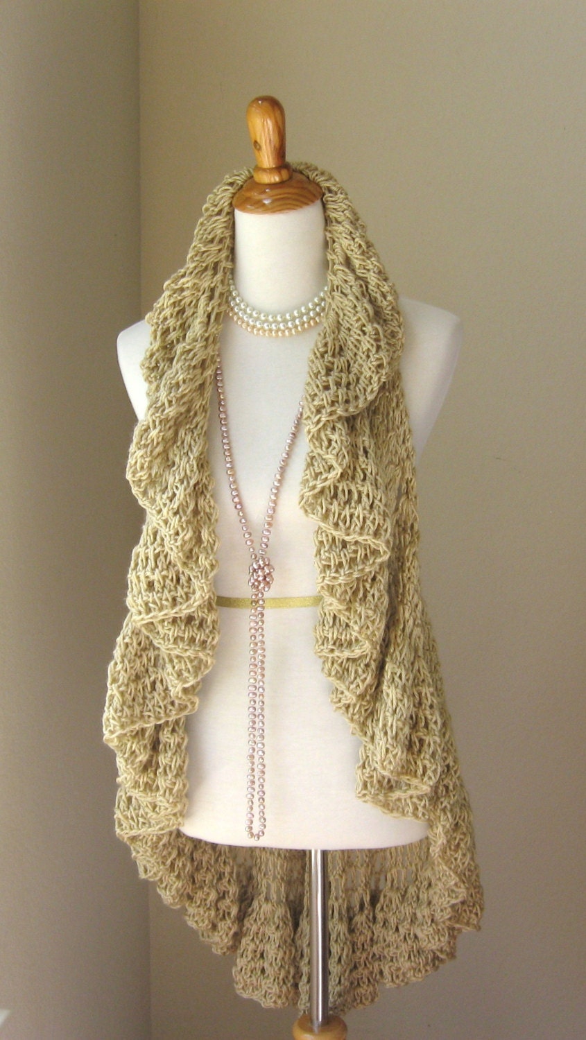 BEIGE CROCHET VEST Tops / Circular Fashion Cream Vest / Chic / Spring / Women / Fall, Winter, Handmade, Dark Cream, Poncho, Shawl, Scarf