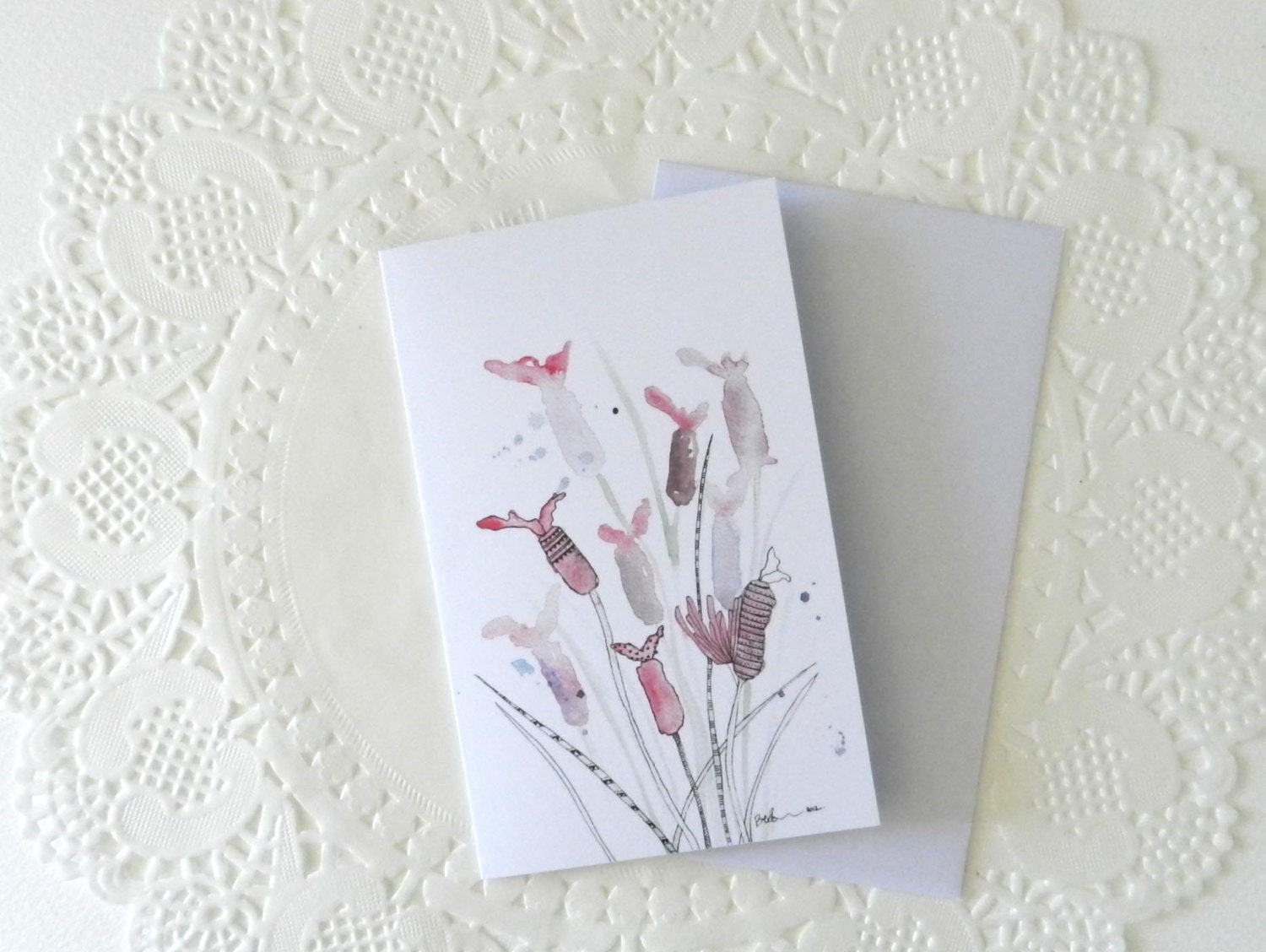 Lavender & Chives Greeting Card. From original watercolour drawing.