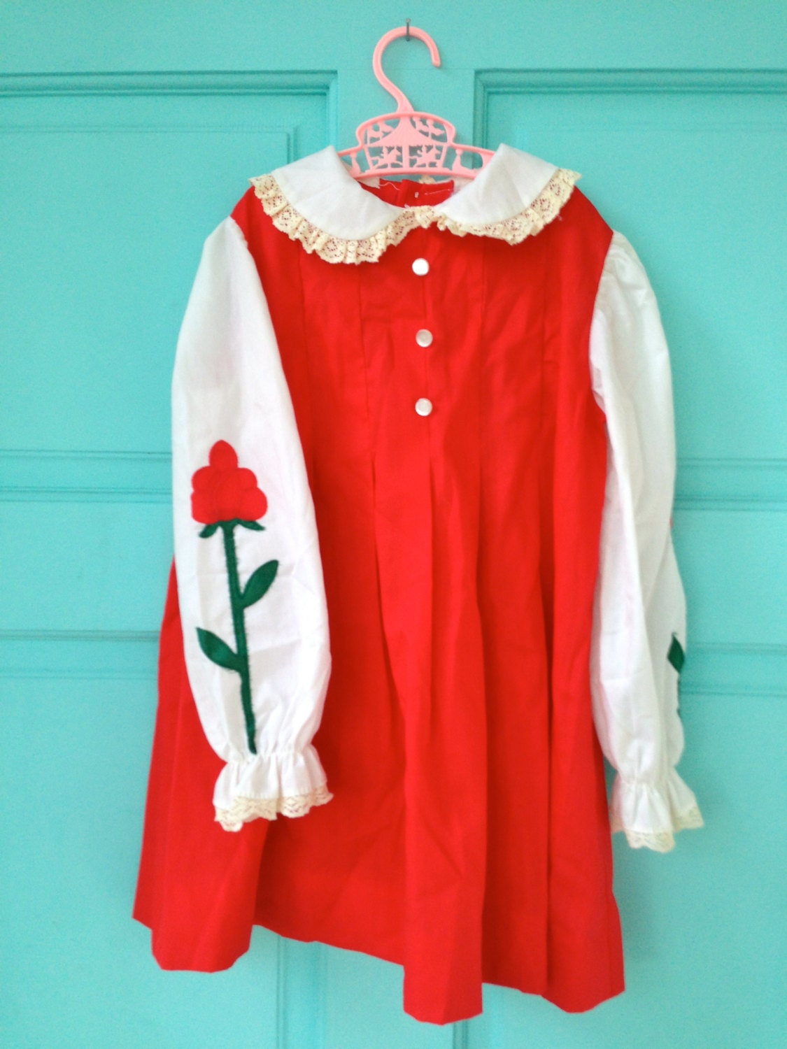 Vintage Gorgeous Rose Red Jumper 4-5 years