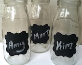 12 Scalloped Square Chalkboard Sticker Labels