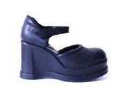 90s Black Mary Jane Platform Shoes 9 Chunky