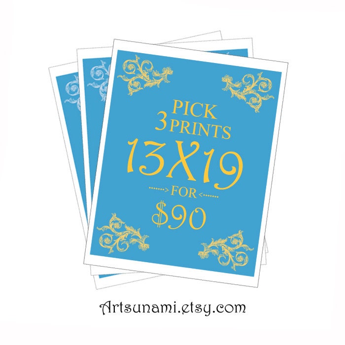 Any Three 13x19 inch Prints - Bulk Special Discount Package Deal