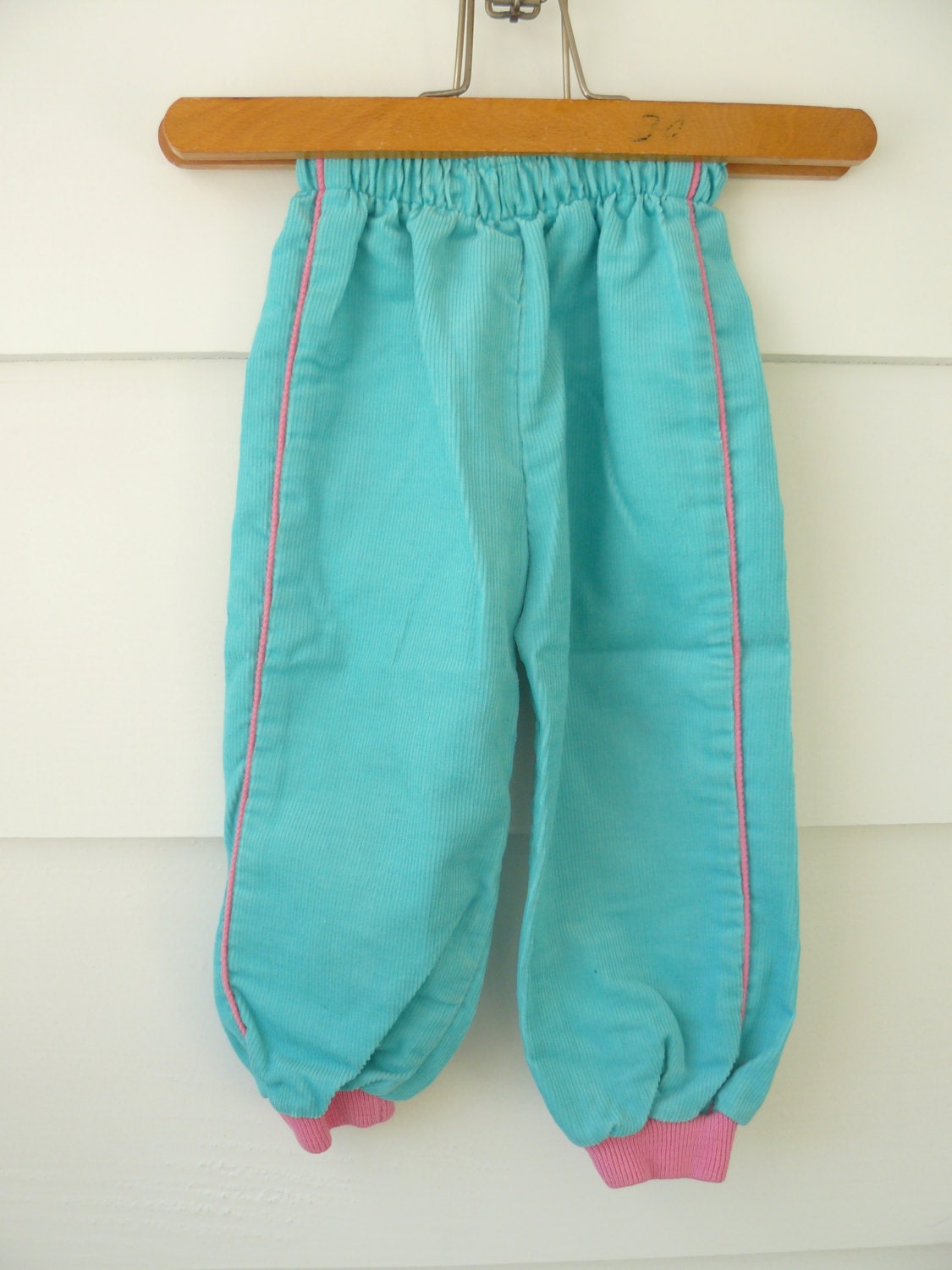 Vintage Baby Girl Teal Corduroy Pants 12 to 18 months