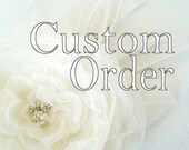 CUSTOM ORDER Extra Large White Ivory Bridal Organza Flower with Feathers and Rhinestones