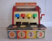 Vintage Fisher Price Toy Cash Register In Working Condition Perfect to Decorate a Child's Room or Game Room