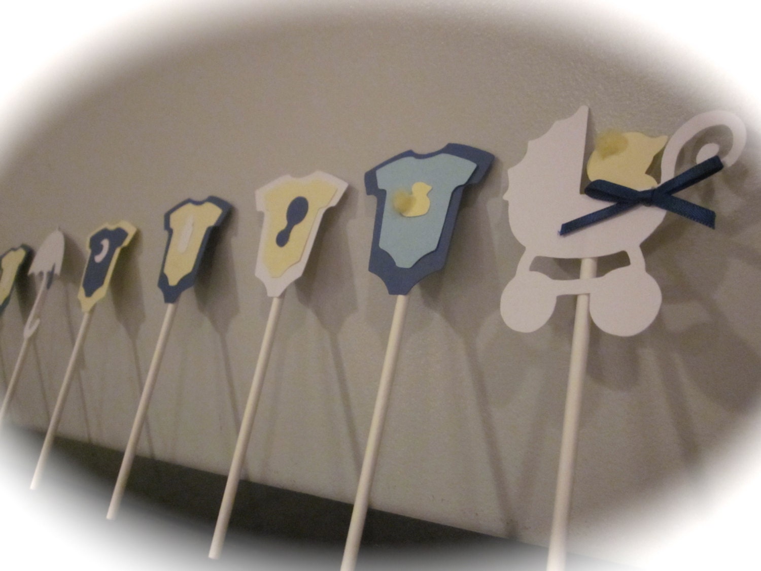 Mini Onesie Cupcake cake toppers baby shower decoration and baby carriage stroller toppers BABY BOY