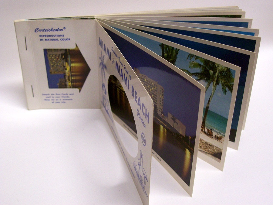 Vintage Souvenir Bonus Pack of Miami & Miami Beach Florida Postcards Booklet