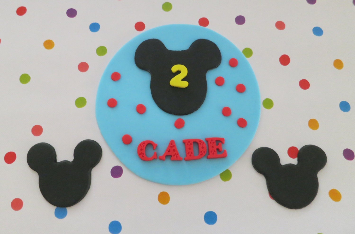 Mickey Inspired Mouse ears fondant cake Topper set 5 pieces Il_170x135