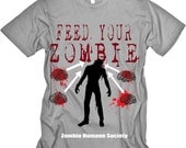 Zombie Walking Dead Horror Feed Your Zombie (on slate) MENS Tshirt