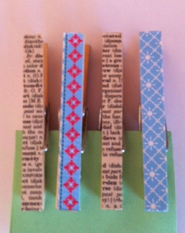 Magnetic Clothespin Clip Set (Set of 4): Blue Scandinavia Dictionary Pages