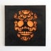 Day Of the Dead Sugar Skull Cut Paper Wall Art Orange Flower on Black