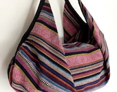 Handmade Hippie bag Hobo bag Boho  bag Shoulder bag Backpack Purse - woven cotton  (L)