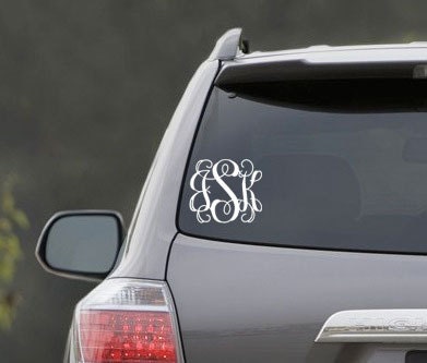 SPRING SALE - Vine Monogram Car Window Decal Personalized Custom Vinyl Decal Everything Else 6x6
