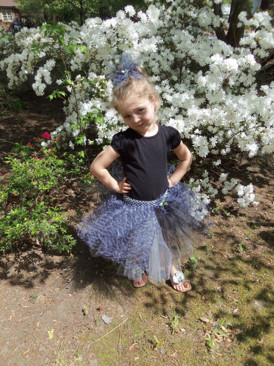 Pageant Boutique custom made toddler girls 2pc black silver zebra print Tutu set with matching hairbow size 2T 3T 4T