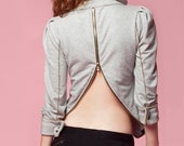 Tuck Madison Zip-Back Military Jacket with buttons and studs - Grey, Charcoal, Beige & Black XS, S, M, L