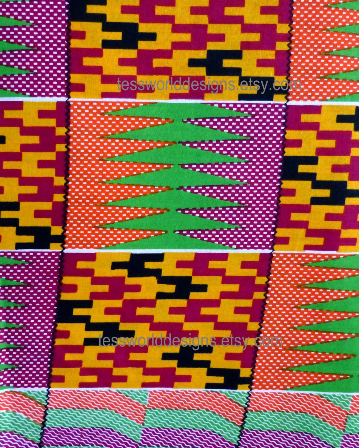 African fabric. No.KF019A,  Kente cloth, Fabric. SOLD PER QUARTER