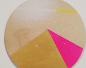 Summer in Egypt on Wood - Wildly fun wall plaque, geometric art in Gold and Neon pink for your home.
