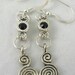 Metal Black Swarovski Crystal Sterling Silver Handmade drop earrings