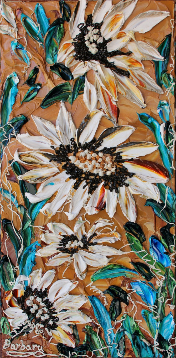 Hello World - Floral Impasto Painting with Colorful Sunflowers