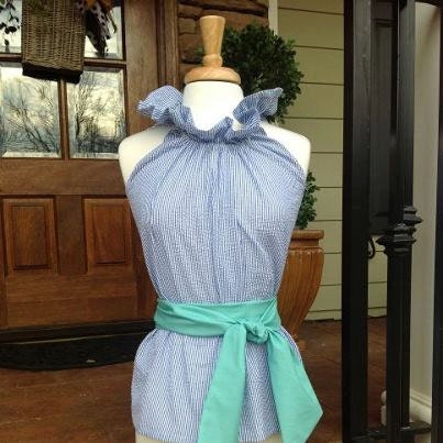 NEW- Clover in Seersucker Blue