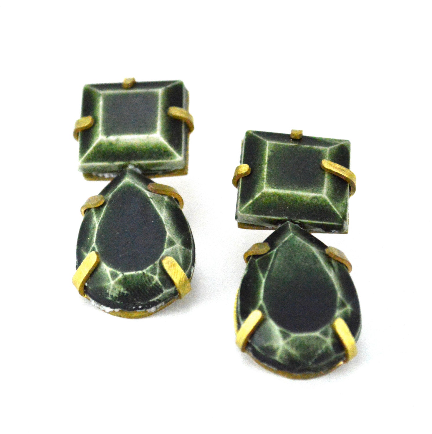 Semi-Precious 'Emerald' stud earrings