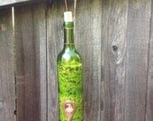 Green 2 in 1 Hanging Wine Bottle Bird Feeder - Not Hummingbird feeder Not Birdhouse