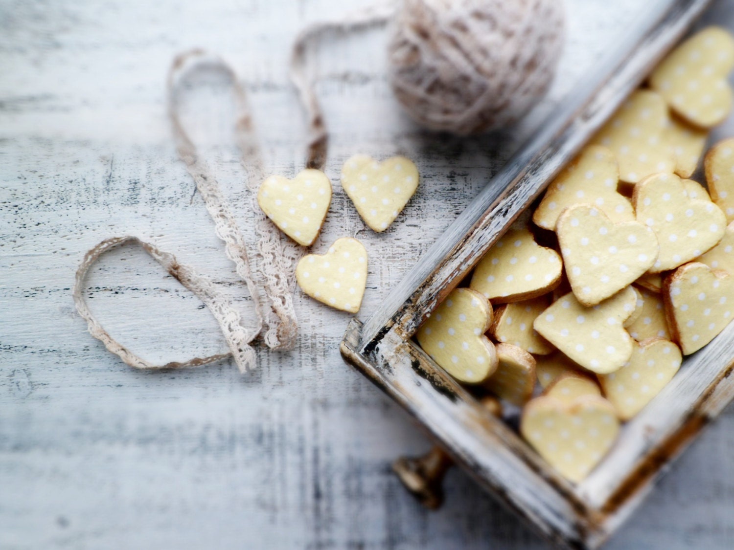 Set of 30 rustic wedding favors heart magnets cottage chic guest favors shabby chic bridal shower baby shower light yellow gold creamy white
