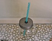 New One Piece Spill Resistant Lid With Mason jar Mug With Handle And BPH Free Reusable Straw   ---MOPL-1  Nsp-1