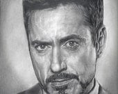 Drawing Print of Robert Downey Jr. as Tony Stark in Iron Man 3