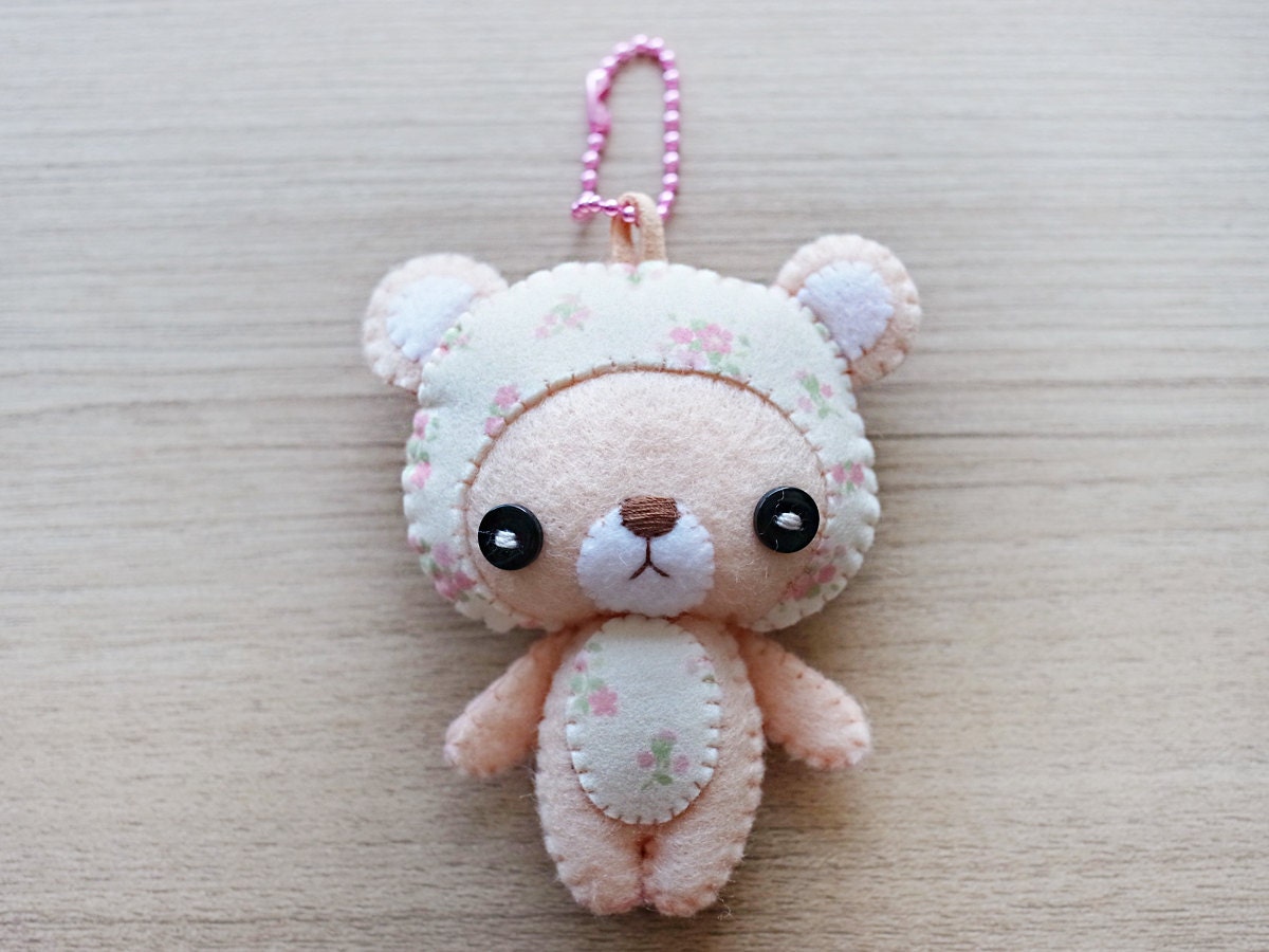 Felt Keychain -  cute accessories -  Kawaii - Spring Bear plush - READY TO SHIP