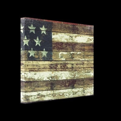 Oh Beautiful - 16x20 Printed Canvas wrap,  art, photography, wall hanging, home decor, USA, America, Flag, Old Glory, Primitive